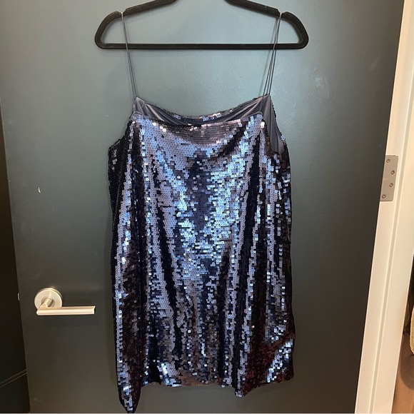 H&M Sequined Dress in Navy Blue Size XL - Picture 4 of 5